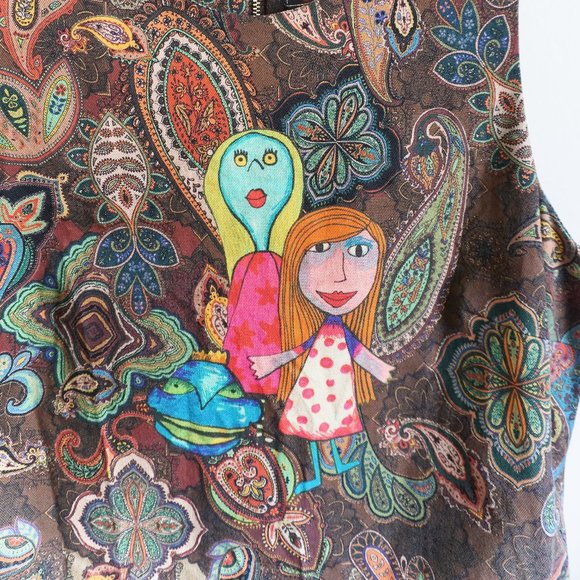 DESIGUAL Dress Sleeveless Jeans Paisley Cartoon - Picture 2 of 5